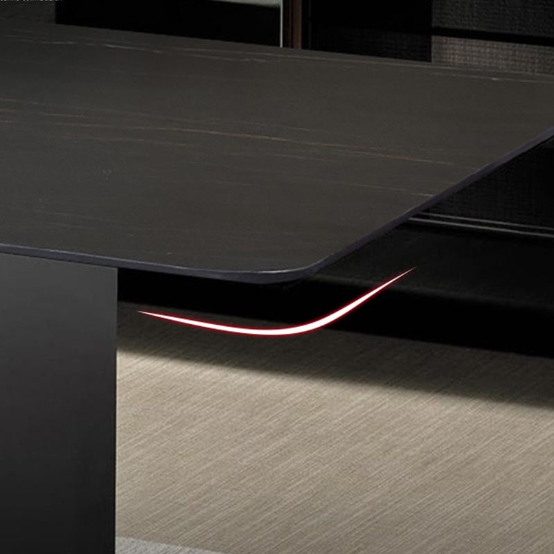 Mesa de comedor rectangular de piedra sinterizada, muebles modernos con base de acero para el hogar