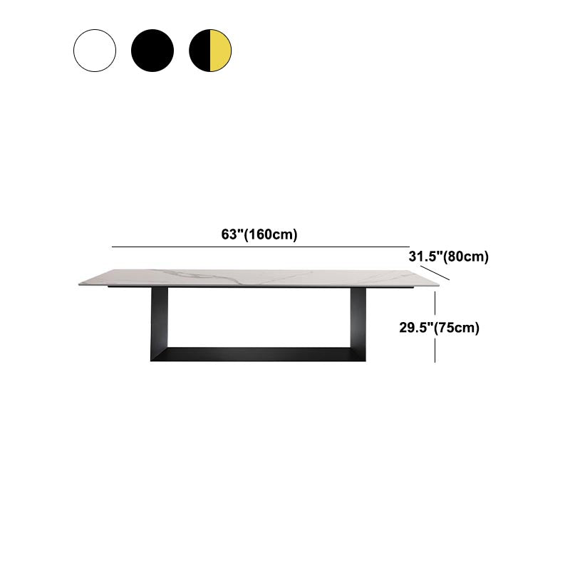 Mesa de comedor rectangular de piedra sinterizada, muebles modernos con base de acero para el hogar