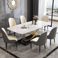 Stone Top Dining Table Contemporary Dining Table with Pedestal Base White 55.1"L x 31.5"W x 29.5"H Without Chairs Clearhalo 'Dining Tables & Seating' 'Dining Tables' 'dining_table' 'furn' 'furn_dining_table' 'Furniture' 'Kitchen & Dining Furniture' 5923419
