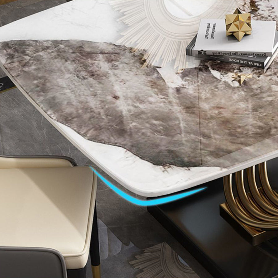 Stone Top Dining Table Contemporary Dining Table with Pedestal Base Clearhalo 'Dining Tables & Seating' 'Dining Tables' 'dining_table' 'furn' 'furn_dining_table' 'Furniture' 'Kitchen & Dining Furniture' 5923423
