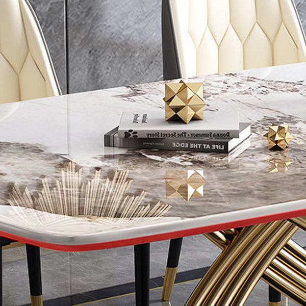Stone Top Dining Table Contemporary Dining Table with Pedestal Base Clearhalo 'Dining Tables & Seating' 'Dining Tables' 'dining_table' 'furn' 'furn_dining_table' 'Furniture' 'Kitchen & Dining Furniture' 5923424