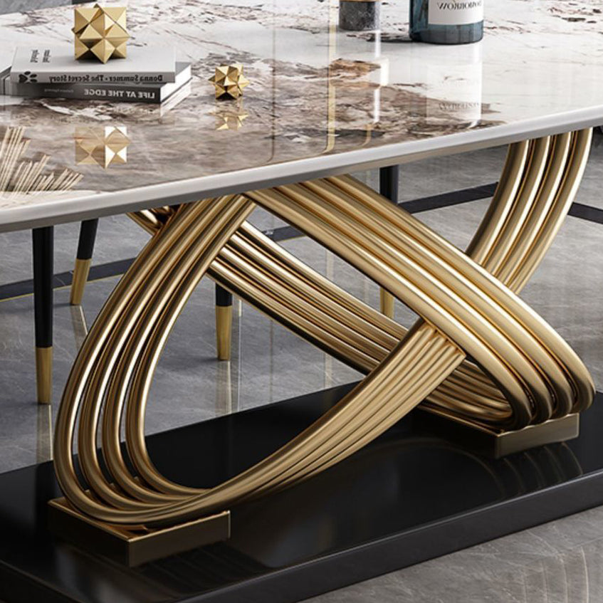 Stone Top Dining Table Contemporary Dining Table with Pedestal Base Clearhalo 'Dining Tables & Seating' 'Dining Tables' 'dining_table' 'furn' 'furn_dining_table' 'Furniture' 'Kitchen & Dining Furniture' 5923426