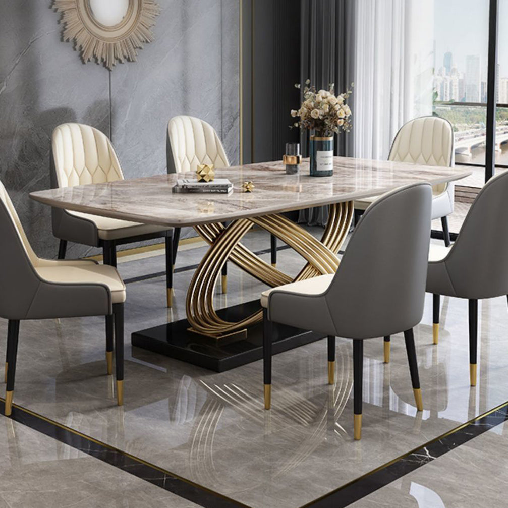 Stone Top Dining Table Contemporary Dining Table with Pedestal Base Clearhalo 'Dining Tables & Seating' 'Dining Tables' 'dining_table' 'furn' 'furn_dining_table' 'Furniture' 'Kitchen & Dining Furniture' 5923428