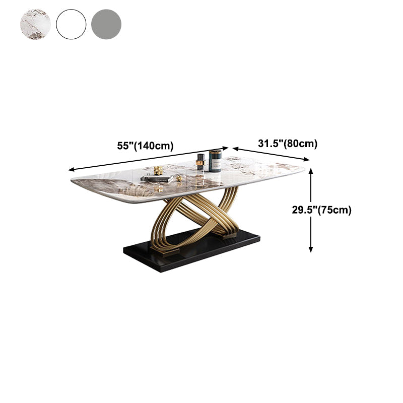 Stone Top Dining Table Contemporary Dining Table with Pedestal Base Clearhalo 'Dining Tables & Seating' 'Dining Tables' 'dining_table' 'furn' 'furn_dining_table' 'Furniture' 'Kitchen & Dining Furniture' 5923431