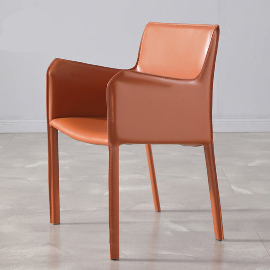 Low Back Side Chair with Leather Legs Metal Contemporary Dining Chair for Home