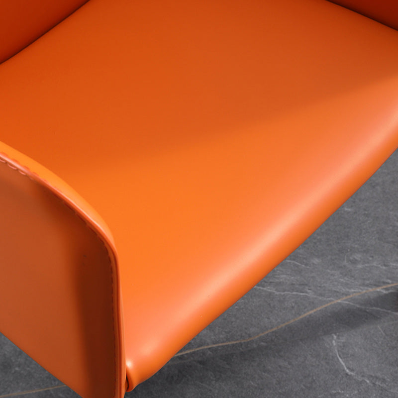 Silla lateral de espalda baja con patas de cuero silla de comedor contemporánea de metal para el hogar