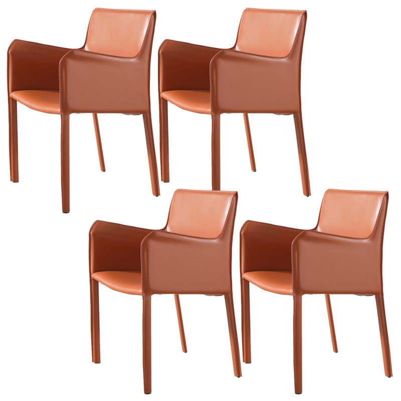 Silla lateral de espalda baja con patas de cuero silla de comedor contemporánea de metal para el hogar