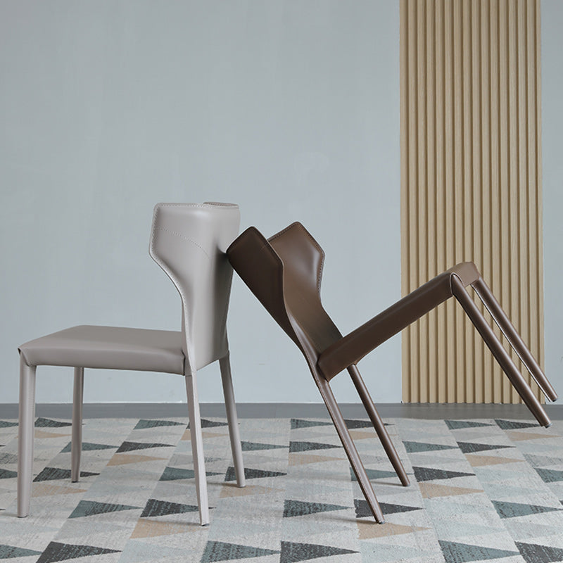 Modern Wingback Dining Chairs Faux Leather Armless Side Chair Clearhalo 'Dining Chairs' 'Dining Tables & Seating' 'dining_chair' 'furn' 'furn_dining_chair' 'Furniture' 'Kitchen & Dining Furniture' 5923504