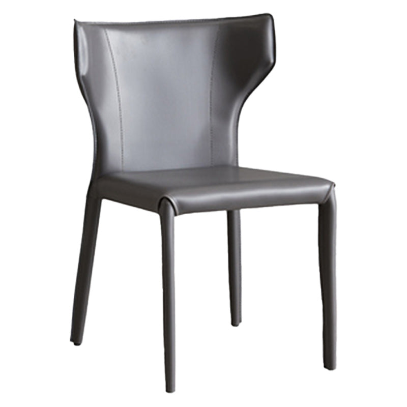 Modern Wingback Dining Chairs Faux Leather Armless Side Chair Dark Gray 1 Piece Clearhalo 'Dining Chairs' 'Dining Tables & Seating' 'dining_chair' 'furn' 'furn_dining_chair' 'Furniture' 'Kitchen & Dining Furniture' 5923505
