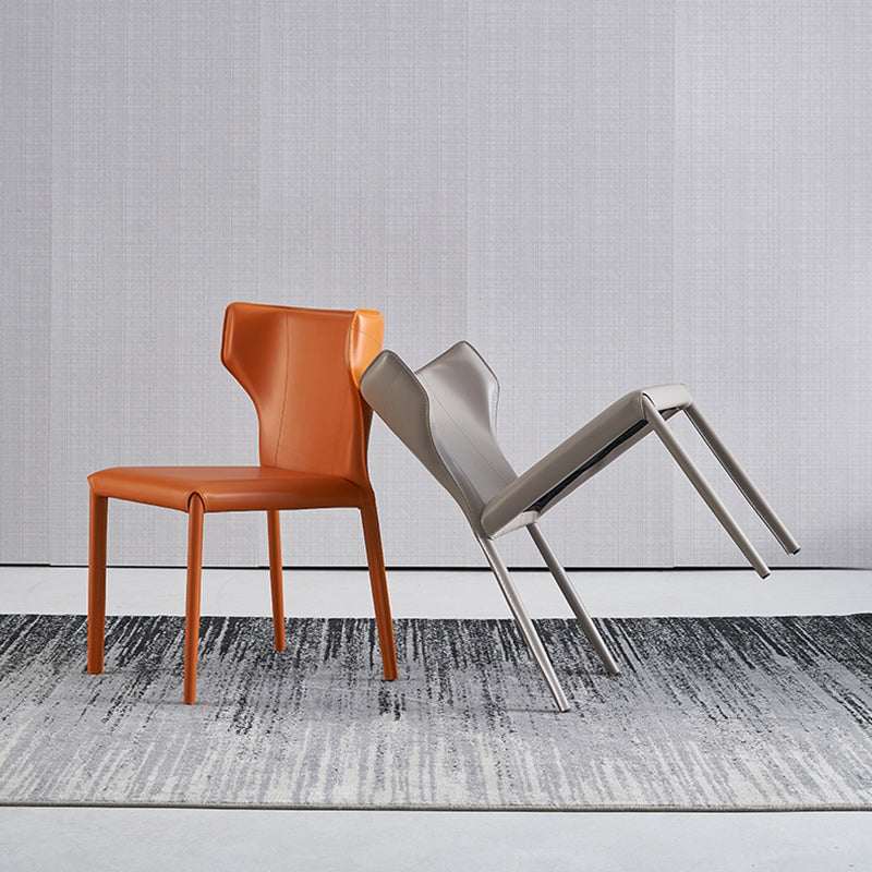 Modern Wingback Dining Chairs Faux Leather Armless Side Chair Clearhalo 'Dining Chairs' 'Dining Tables & Seating' 'dining_chair' 'furn' 'furn_dining_chair' 'Furniture' 'Kitchen & Dining Furniture' 5923508