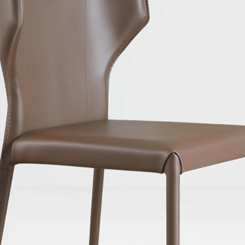 Modern Wingback Dining Chairs Faux Leather Armless Side Chair Clearhalo 'Dining Chairs' 'Dining Tables & Seating' 'dining_chair' 'furn' 'furn_dining_chair' 'Furniture' 'Kitchen & Dining Furniture' 5923517