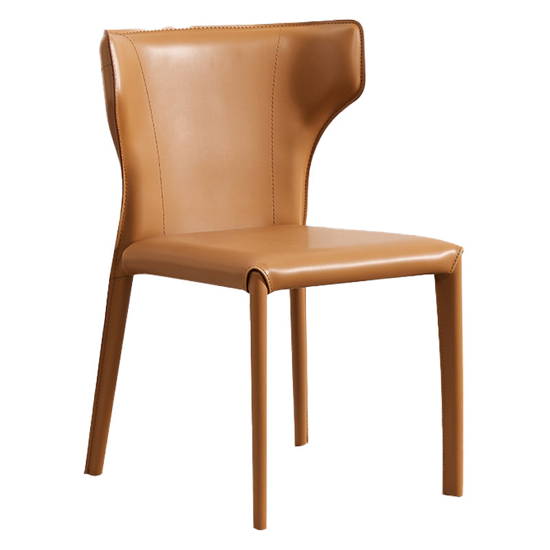 Modern Wingback Dining Chairs Faux Leather Armless Side Chair Ginger 1 Piece Clearhalo 'Dining Chairs' 'Dining Tables & Seating' 'dining_chair' 'furn' 'furn_dining_chair' 'Furniture' 'Kitchen & Dining Furniture' 5923523