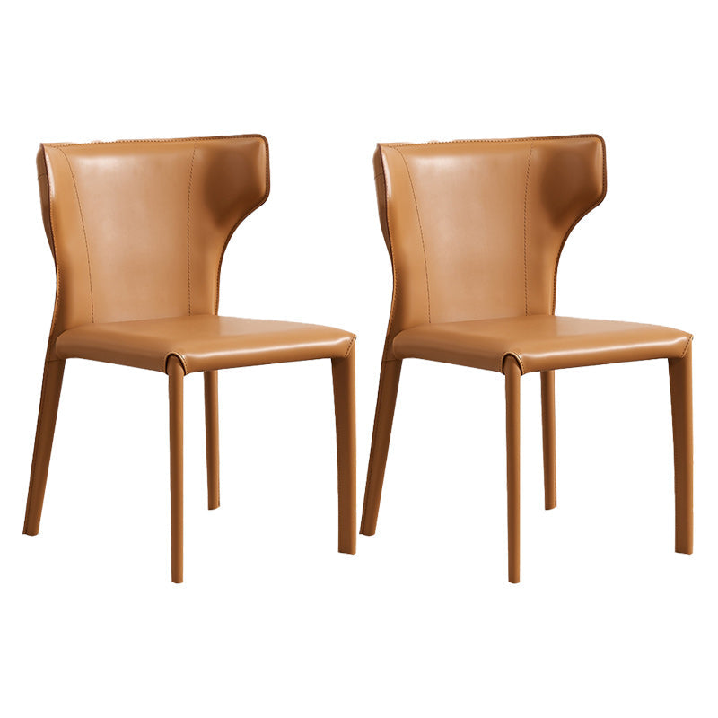Modern Wingback Dining Chairs Faux Leather Armless Side Chair Ginger 2 Piece Set Clearhalo 'Dining Chairs' 'Dining Tables & Seating' 'dining_chair' 'furn' 'furn_dining_chair' 'Furniture' 'Kitchen & Dining Furniture' 5923524