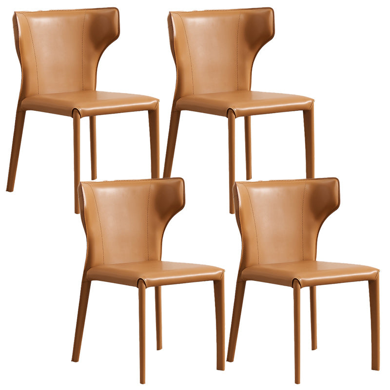 Modern Wingback Dining Chairs Faux Leather Armless Side Chair Ginger 4 Piece Set Clearhalo 'Dining Chairs' 'Dining Tables & Seating' 'dining_chair' 'furn' 'furn_dining_chair' 'Furniture' 'Kitchen & Dining Furniture' 5923525