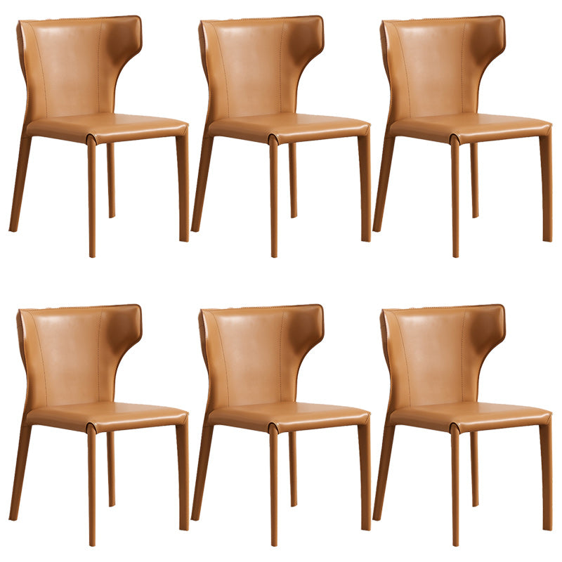 Modern Wingback Dining Chairs Faux Leather Armless Side Chair Ginger 6 Piece Set Clearhalo 'Dining Chairs' 'Dining Tables & Seating' 'dining_chair' 'furn' 'furn_dining_chair' 'Furniture' 'Kitchen & Dining Furniture' 5923526
