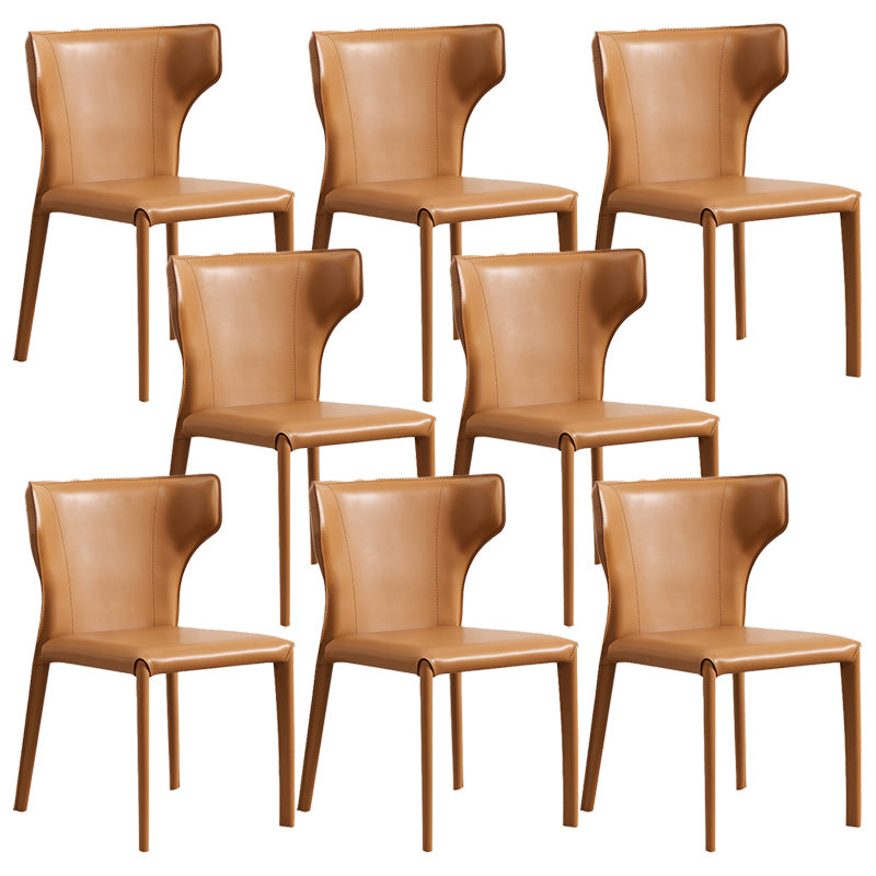 Modern Wingback Dining Chairs Faux Leather Armless Side Chair Ginger 8 Piece Set Clearhalo 'Dining Chairs' 'Dining Tables & Seating' 'dining_chair' 'furn' 'furn_dining_chair' 'Furniture' 'Kitchen & Dining Furniture' 5923527