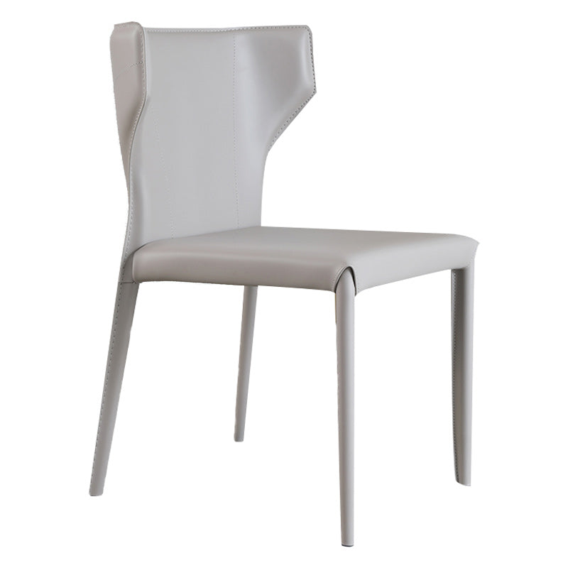 Modern Wingback Dining Chairs Faux Leather Armless Side Chair Light Khaki 1 Piece Clearhalo 'Dining Chairs' 'Dining Tables & Seating' 'dining_chair' 'furn' 'furn_dining_chair' 'Furniture' 'Kitchen & Dining Furniture' 5923528