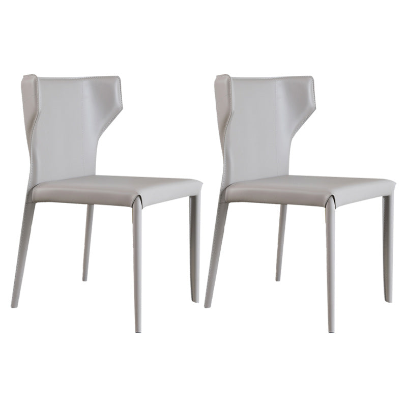 Modern Wingback Dining Chairs Faux Leather Armless Side Chair Light Khaki 2 Piece Set Clearhalo 'Dining Chairs' 'Dining Tables & Seating' 'dining_chair' 'furn' 'furn_dining_chair' 'Furniture' 'Kitchen & Dining Furniture' 5923529