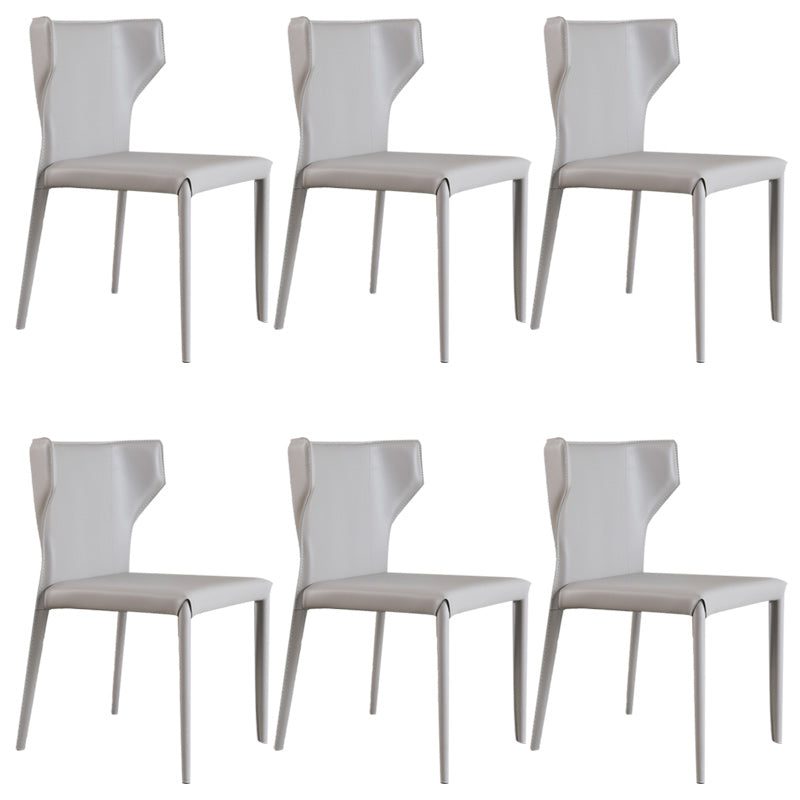 Modern Wingback Dining Chairs Faux Leather Armless Side Chair Light Khaki 6 Piece Set Clearhalo 'Dining Chairs' 'Dining Tables & Seating' 'dining_chair' 'furn' 'furn_dining_chair' 'Furniture' 'Kitchen & Dining Furniture' 5923531