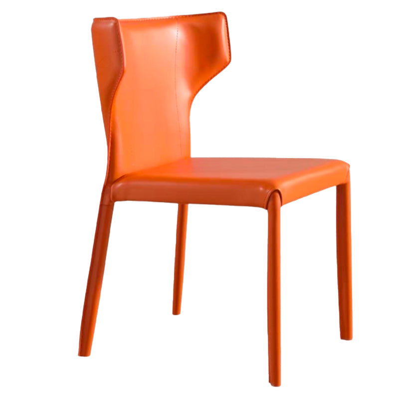 Modern Wingback Dining Chairs Faux Leather Armless Side Chair Orange 1 Piece Clearhalo 'Dining Chairs' 'Dining Tables & Seating' 'dining_chair' 'furn' 'furn_dining_chair' 'Furniture' 'Kitchen & Dining Furniture' 5923533