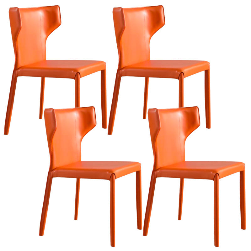 Modern Wingback Dining Chairs Faux Leather Armless Side Chair Orange 4 Piece Set Clearhalo 'Dining Chairs' 'Dining Tables & Seating' 'dining_chair' 'furn' 'furn_dining_chair' 'Furniture' 'Kitchen & Dining Furniture' 5923535