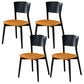 Industrial Style Dining Chair Solid Wood Open Back Armless chair Yellow Black 4 Piece Set Clearhalo 'Dining Chairs' 'Dining Tables & Seating' 'dining_chair' 'furn' 'furn_dining_chair' 'Furniture' 'Kitchen & Dining Furniture' 5923557