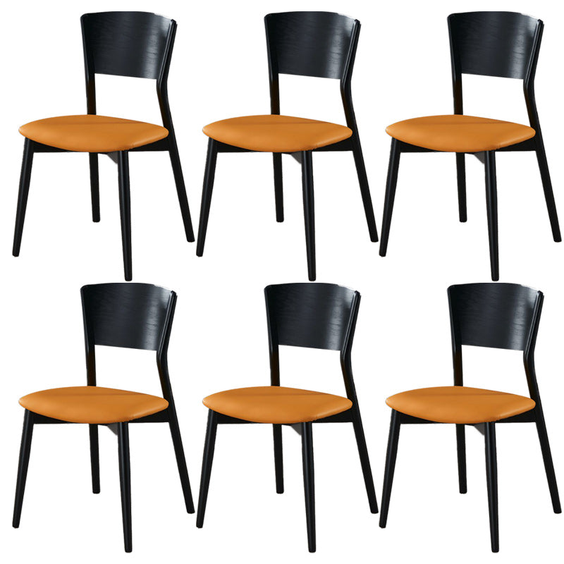 Industrial Style Dining Chair Solid Wood Open Back Armless chair Yellow Black 6 Piece Set Clearhalo 'Dining Chairs' 'Dining Tables & Seating' 'dining_chair' 'furn' 'furn_dining_chair' 'Furniture' 'Kitchen & Dining Furniture' 5923559