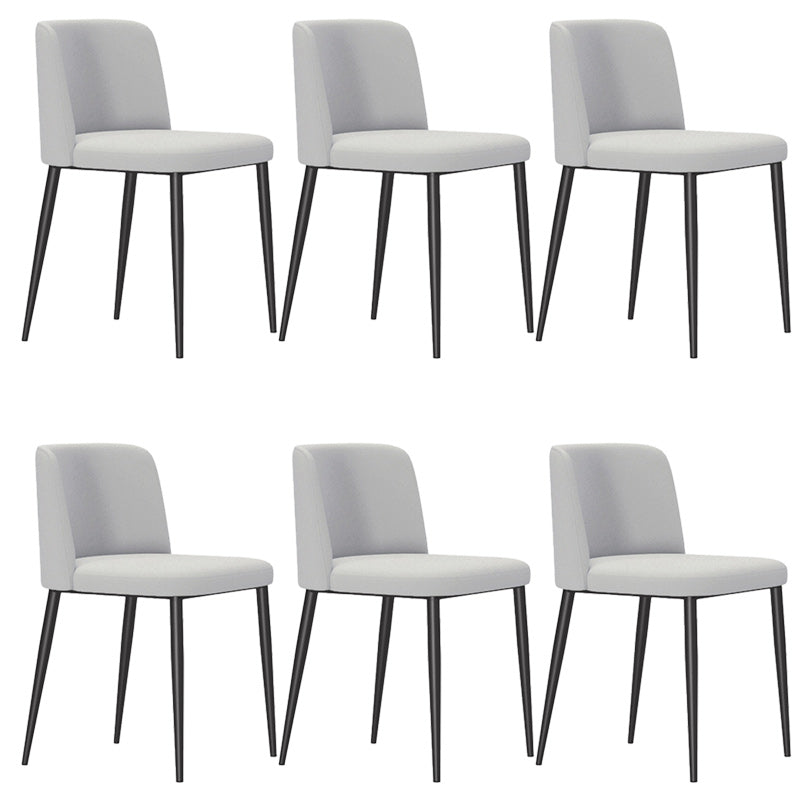 Contemporary Home Dining Chairs Armless Low Back Dining Side Chair Light Gray 6 Piece Set Clearhalo 'Dining Chairs' 'Dining Tables & Seating' 'dining_chair' 'furn' 'furn_dining_chair' 'Furniture' 'Kitchen & Dining Furniture' 5923657