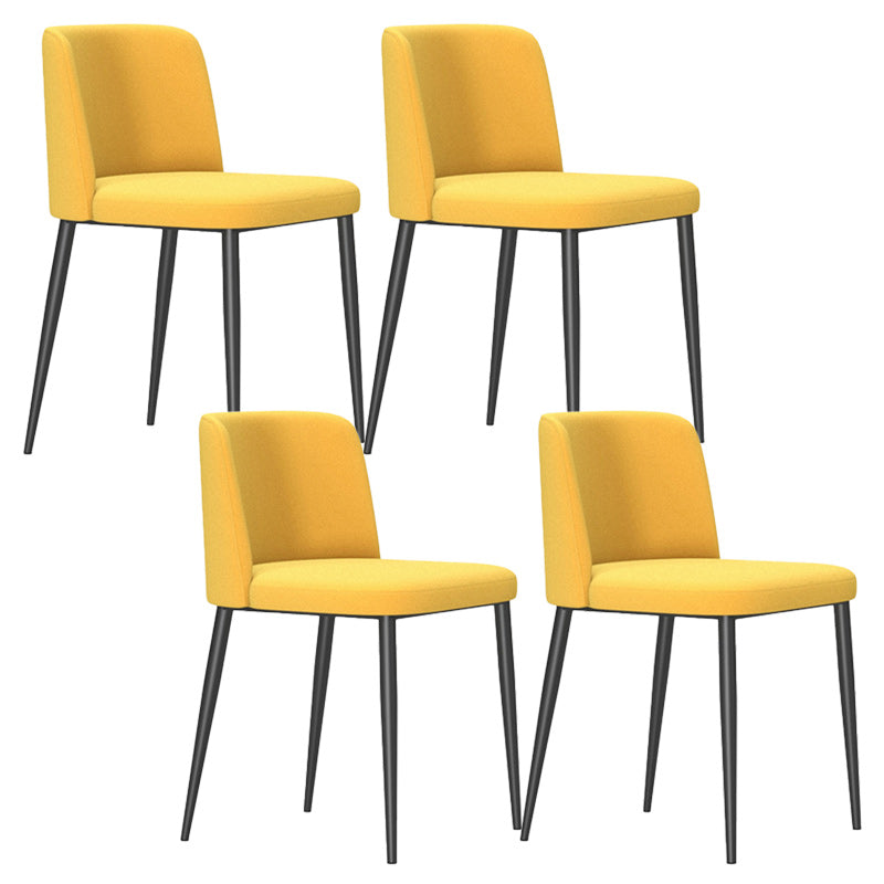Contemporary Home Dining Chairs Armless Low Back Dining Side Chair Yellow 4 Piece Set Clearhalo 'Dining Chairs' 'Dining Tables & Seating' 'dining_chair' 'furn' 'furn_dining_chair' 'Furniture' 'Kitchen & Dining Furniture' 5923664