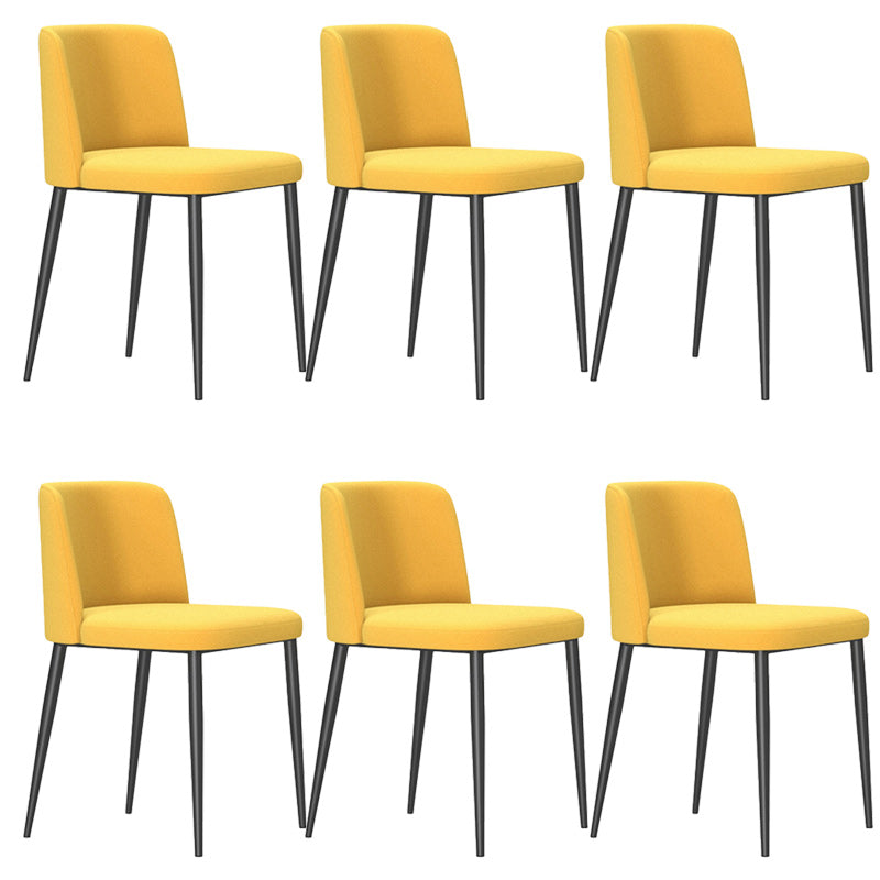 Contemporary Home Dining Chairs Armless Low Back Dining Side Chair Yellow 6 Piece Set Clearhalo 'Dining Chairs' 'Dining Tables & Seating' 'dining_chair' 'furn' 'furn_dining_chair' 'Furniture' 'Kitchen & Dining Furniture' 5923665