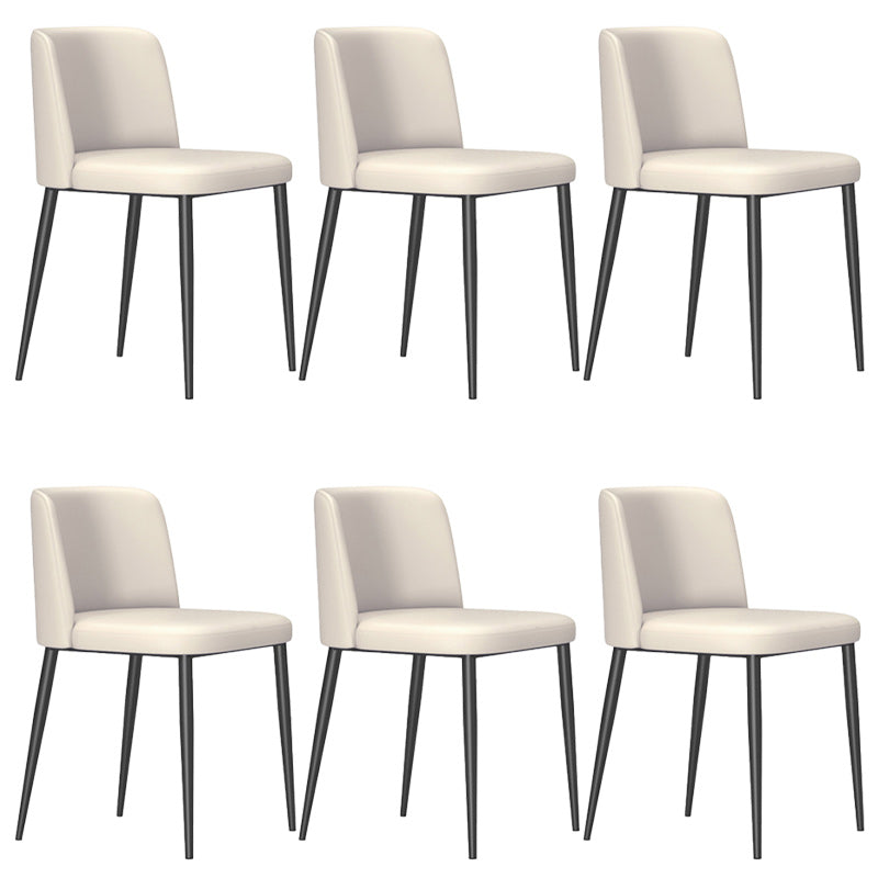 Contemporary Home Dining Chairs Armless Low Back Dining Side Chair Beige 6 Piece Set Clearhalo 'Dining Chairs' 'Dining Tables & Seating' 'dining_chair' 'furn' 'furn_dining_chair' 'Furniture' 'Kitchen & Dining Furniture' 5923670