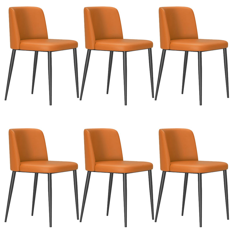 Contemporary Home Dining Chairs Armless Low Back Dining Side Chair Orange 6 Piece Set Clearhalo 'Dining Chairs' 'Dining Tables & Seating' 'dining_chair' 'furn' 'furn_dining_chair' 'Furniture' 'Kitchen & Dining Furniture' 5923680