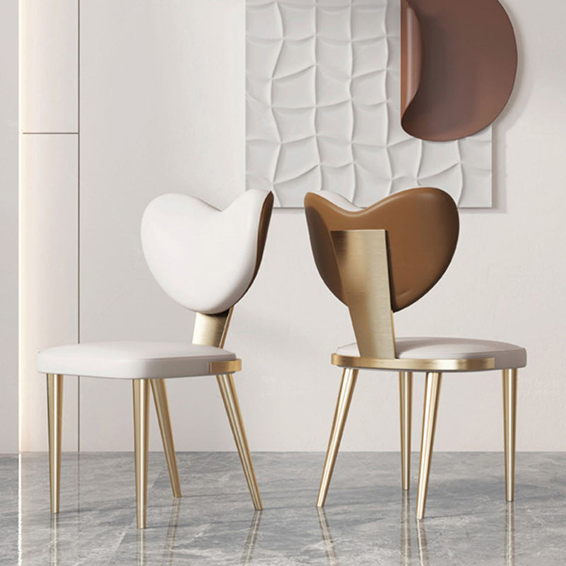 Glam Armless Dining Chairs Gold Stainless Steel Legs Side Chair