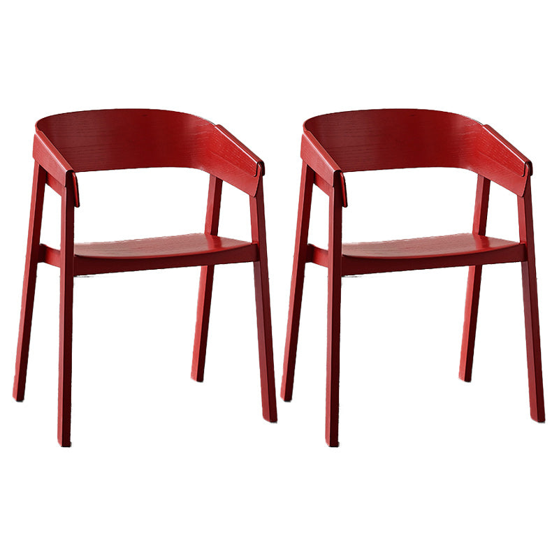 Contemporary Style Dining Chair Solid Wood Dining Room Chair for Home Red With Arms 2 Piece Set Clearhalo 'Dining Chairs' 'Dining Tables & Seating' 'dining_chair' 'furn' 'furn_dining_chair' 'Furniture' 'Kitchen & Dining Furniture' 5923732