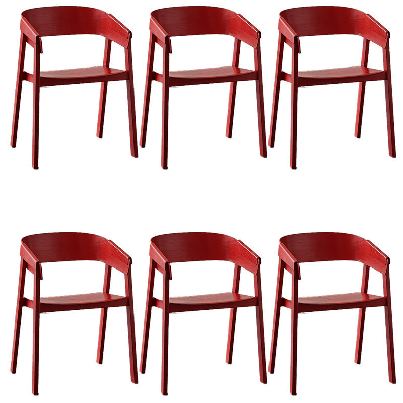 Contemporary Style Dining Chair Solid Wood Dining Room Chair for Home Red With Arms 6 Piece Set Clearhalo 'Dining Chairs' 'Dining Tables & Seating' 'dining_chair' 'furn' 'furn_dining_chair' 'Furniture' 'Kitchen & Dining Furniture' 5923737