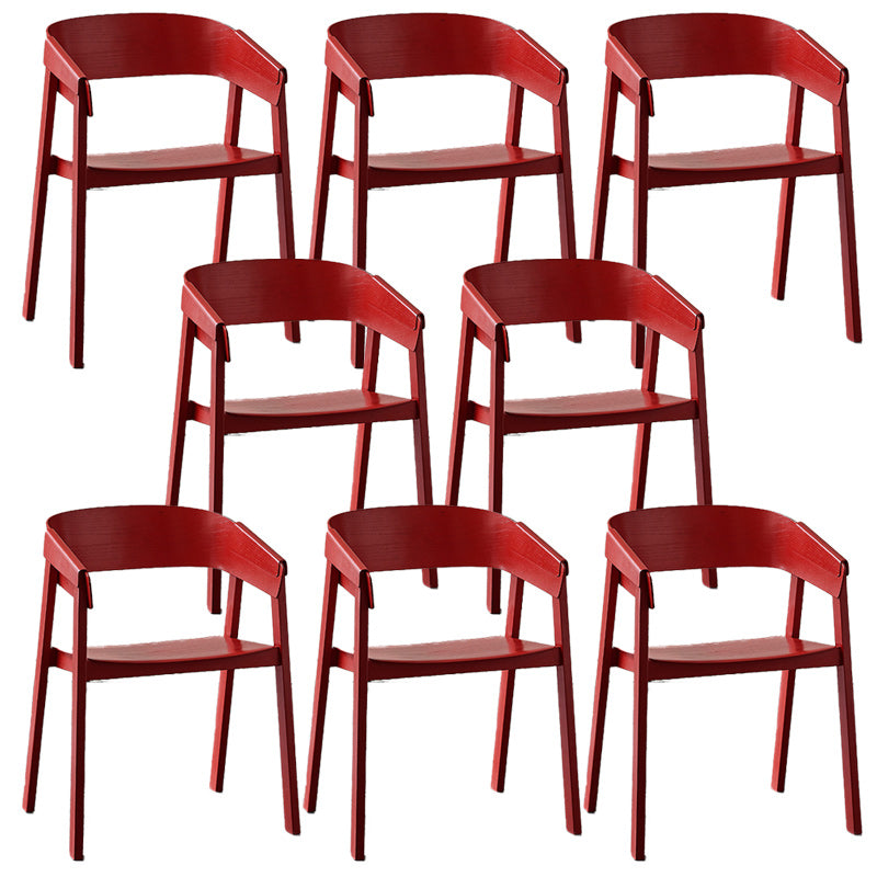 Contemporary Style Dining Chair Solid Wood Dining Room Chair for Home Red With Arms 8 Piece Set Clearhalo 'Dining Chairs' 'Dining Tables & Seating' 'dining_chair' 'furn' 'furn_dining_chair' 'Furniture' 'Kitchen & Dining Furniture' 5923739