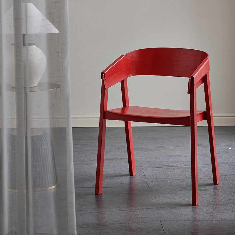 Contemporary Style Dining Chair Solid Wood Dining Room Chair for Home Red With Arms 1 Piece Clearhalo 'Dining Chairs' 'Dining Tables & Seating' 'dining_chair' 'furn' 'furn_dining_chair' 'Furniture' 'Kitchen & Dining Furniture' 5923742