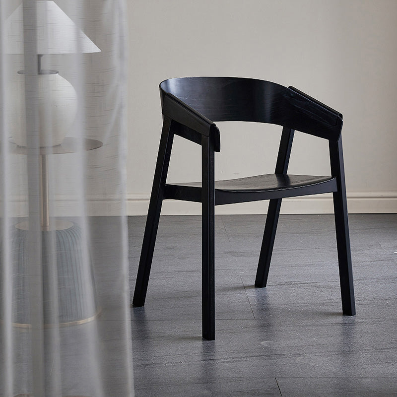 Contemporary Style Dining Chair Solid Wood Dining Room Chair for Home Black With Arms 1 Piece Clearhalo 'Dining Chairs' 'Dining Tables & Seating' 'dining_chair' 'furn' 'furn_dining_chair' 'Furniture' 'Kitchen & Dining Furniture' 5923745