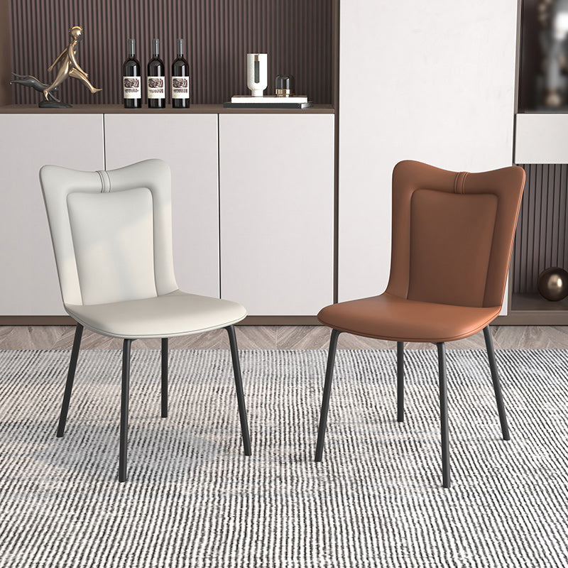 Black Iron Legs Dining Chairs Modern Faux Leather Armless Side Chair Clearhalo 'Dining Chairs' 'Dining Tables & Seating' 'dining_chair' 'furn' 'furn_dining_chair' 'Furniture' 'Kitchen & Dining Furniture' 5923755