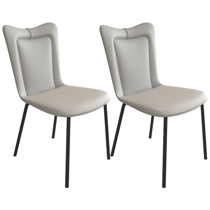 Black Iron Legs Dining Chairs Modern Faux Leather Armless Side Chair Light Gray 2 Piece Set Clearhalo 'Dining Chairs' 'Dining Tables & Seating' 'dining_chair' 'furn' 'furn_dining_chair' 'Furniture' 'Kitchen & Dining Furniture' 5923756