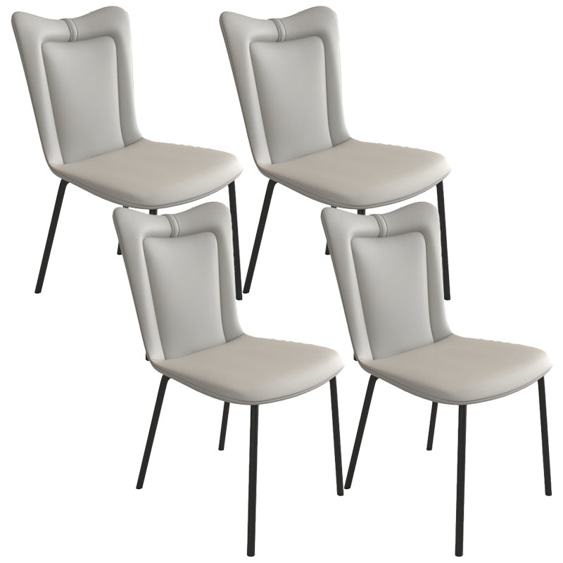 Black Iron Legs Dining Chairs Modern Faux Leather Armless Side Chair Light Gray 4 Piece Set Clearhalo 'Dining Chairs' 'Dining Tables & Seating' 'dining_chair' 'furn' 'furn_dining_chair' 'Furniture' 'Kitchen & Dining Furniture' 5923757