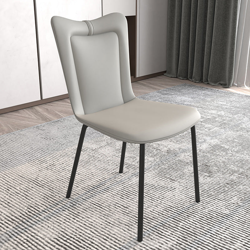 Black Iron Legs Dining Chairs Modern Faux Leather Armless Side Chair Clearhalo 'Dining Chairs' 'Dining Tables & Seating' 'dining_chair' 'furn' 'furn_dining_chair' 'Furniture' 'Kitchen & Dining Furniture' 5923758