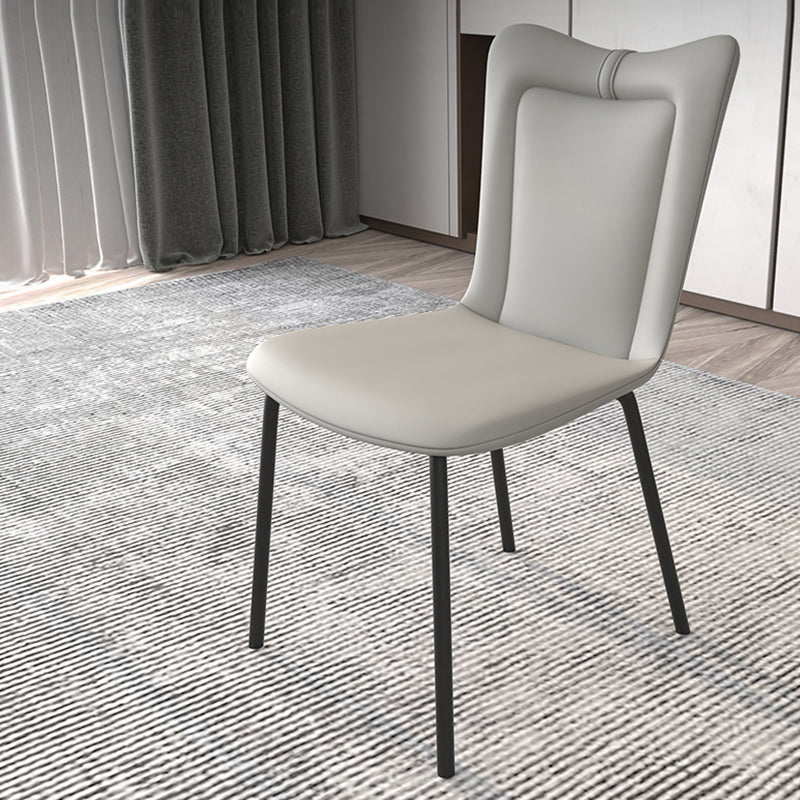Black Iron Legs Dining Chairs Modern Faux Leather Armless Side Chair Clearhalo 'Dining Chairs' 'Dining Tables & Seating' 'dining_chair' 'furn' 'furn_dining_chair' 'Furniture' 'Kitchen & Dining Furniture' 5923762