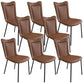 Black Iron Legs Dining Chairs Modern Faux Leather Armless Side Chair Coffee 8 Piece Set Clearhalo 'Dining Chairs' 'Dining Tables & Seating' 'dining_chair' 'furn' 'furn_dining_chair' 'Furniture' 'Kitchen & Dining Furniture' 5923769