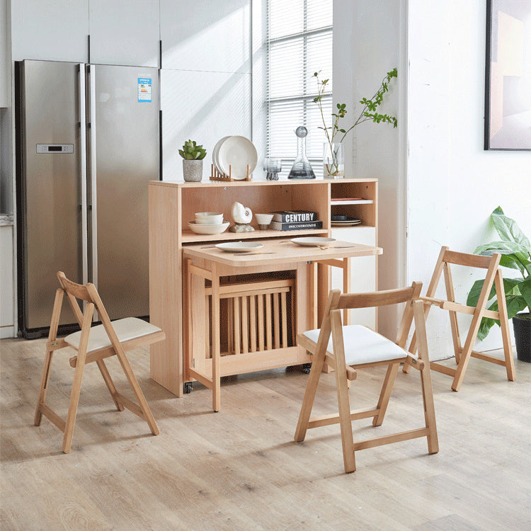Eigentijdse massief houten eetkamerstoel Opklapbare zijstoel met open rug