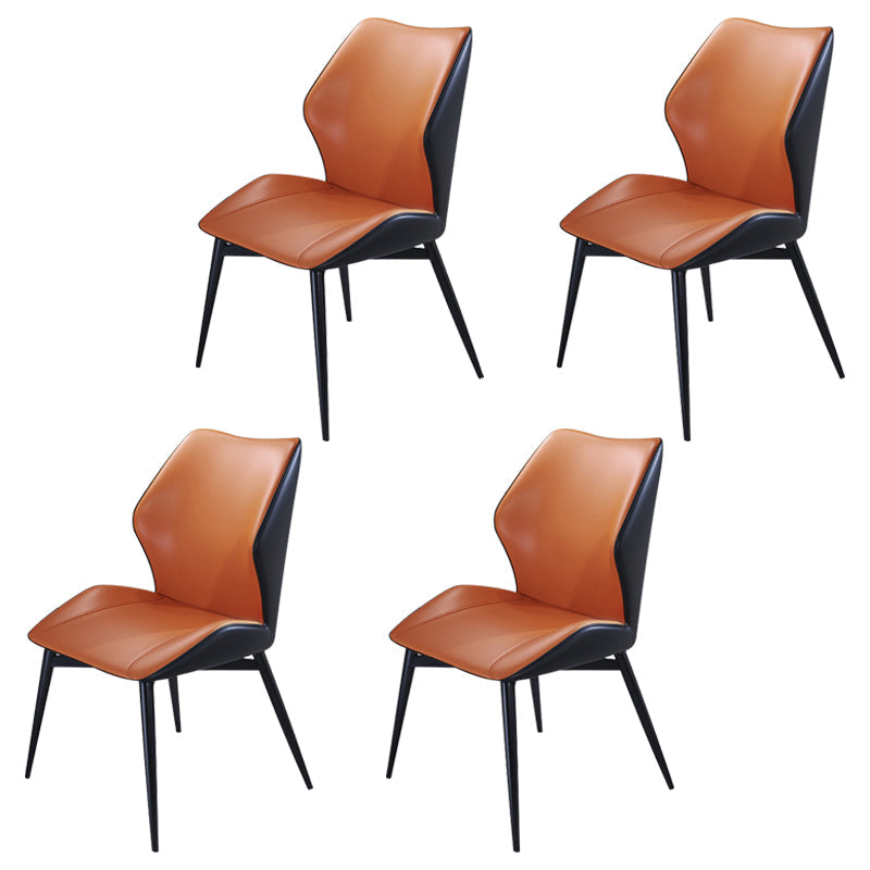Wingback Armless Dining Chairs Modern Faux Leather Dining Side Chair