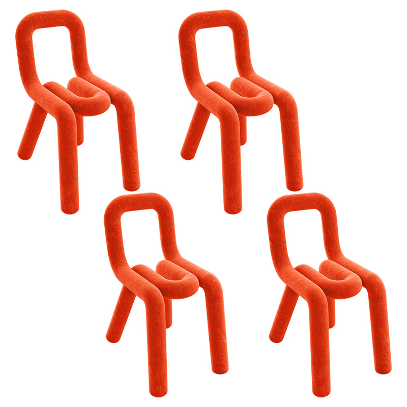 Modern Style Upholstered Dining Chair Open Back Dining Side Chair Orange 4 Piece Set Clearhalo 'Dining Chairs' 'Dining Tables & Seating' 'dining_chair' 'furn' 'furn_dining_chair' 'Furniture' 'Kitchen & Dining Furniture' 5923924