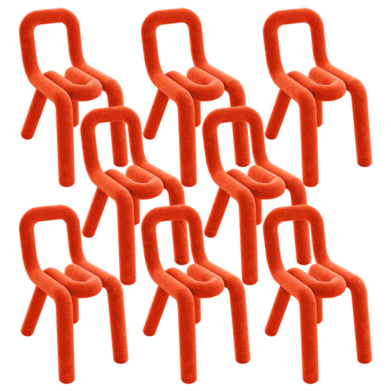 Modern Style Upholstered Dining Chair Open Back Dining Side Chair Orange 8 Piece Set Clearhalo 'Dining Chairs' 'Dining Tables & Seating' 'dining_chair' 'furn' 'furn_dining_chair' 'Furniture' 'Kitchen & Dining Furniture' 5923926