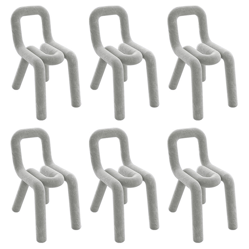 Modern Style Upholstered Dining Chair Open Back Dining Side Chair Light Gray 6 Piece Set Clearhalo 'Dining Chairs' 'Dining Tables & Seating' 'dining_chair' 'furn' 'furn_dining_chair' 'Furniture' 'Kitchen & Dining Furniture' 5923934