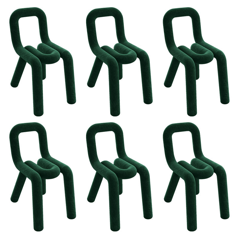 Modern Style Upholstered Dining Chair Open Back Dining Side Chair Blackish Green 6 Piece Set Clearhalo 'Dining Chairs' 'Dining Tables & Seating' 'dining_chair' 'furn' 'furn_dining_chair' 'Furniture' 'Kitchen & Dining Furniture' 5923939